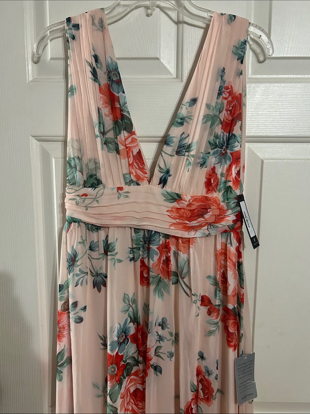 Floral Maxi Dress in Blush Pink with Roses - Picture 2 of 2